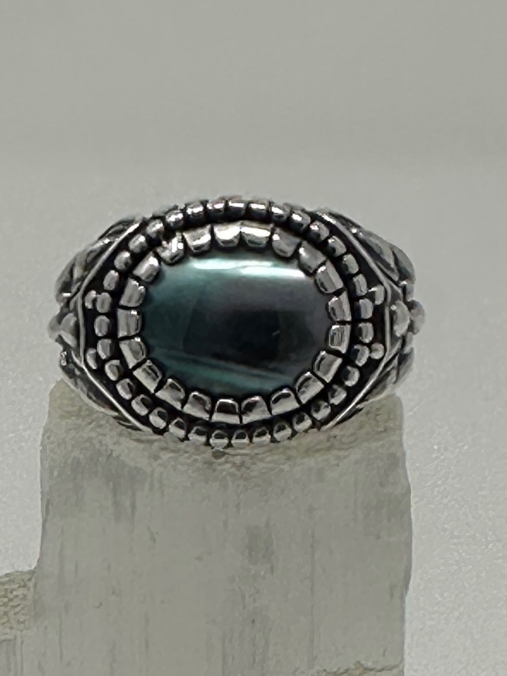 American West Sterling Silver Oval gray Mabe pearl Ring - Women Jewelry - size 7